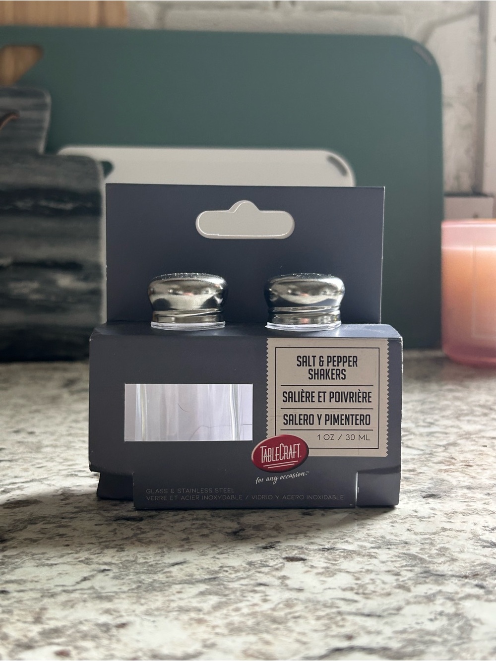 T.J.Maxx Glass Salt & Pepper Shakers - Silver Tops